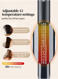BESTIS Ceramic Hair Straightener and Curler 260°C Degree High Temp Flat Iron 2 in 1 Hair Straightener, Ionic Technology, 15 Temperature Settings, Floating Plates with Vibration Feedback  - Image 3