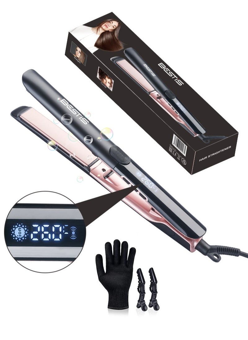 BESTIS - Ceramic Hair Straightener and Curler 260°C Degree High Temp Flat Iron 2 in 1 Hair Straightener, Ionic Technology, 15 Temperature Settings, Floating Plates with Vibration Feedback - Image 1