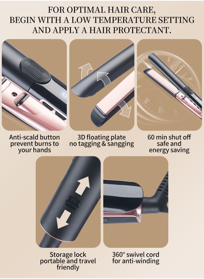 BESTIS - Ceramic Hair Straightener and Curler 260°C Degree High Temp Flat Iron 2 in 1 Hair Straightener, Ionic Technology, 15 Temperature Settings, Floating Plates with Vibration Feedback - Image 1