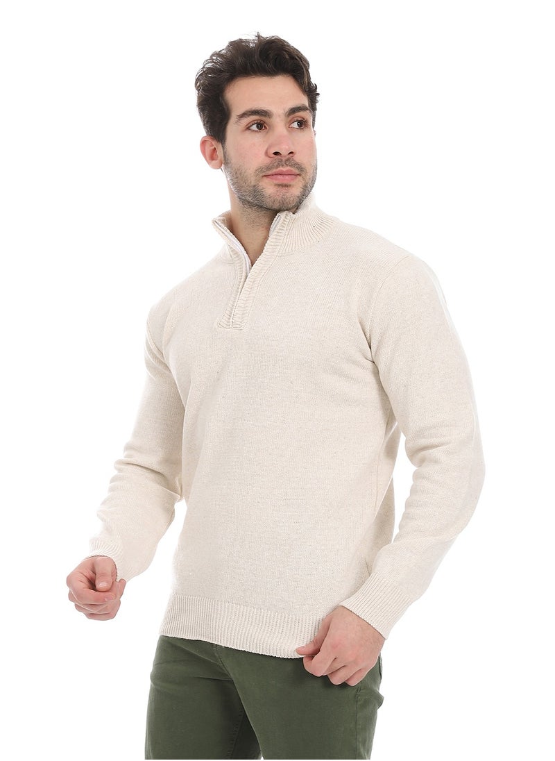 Andora - Zipper Closure Pullover_Off White - Image 1
