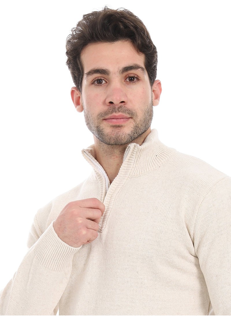 Andora - Zipper Closure Pullover_Off White - Image 1