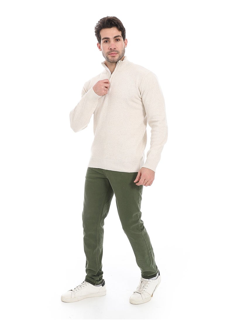 Andora - Zipper Closure Pullover_Off White - Image 1