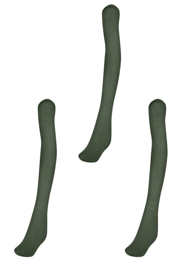 MUKHAKSH (Pack of 3 Pairs Girls Kids Cotton Thigh High Thigh Length upto the thigh Mid Thigh Long Olive Green Stocking Socks, Free Size - Image 1