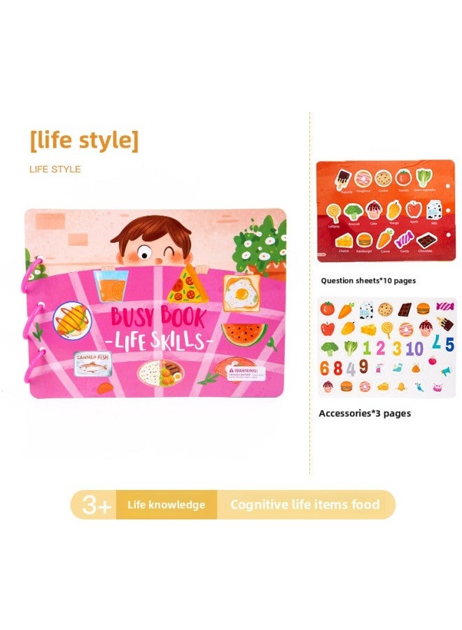 Children's Early Education Enlightenment Animal Quiet Busybook Paste Book Educational Toys Repeated Stickers Busy Book-Color:【Color Boxed D Style】 Life Style - Image 1