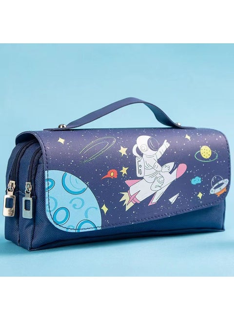 Cute Triple-Layer Donut Pencil Case for GirlsAstronaut Rocket Astronaut Rocket