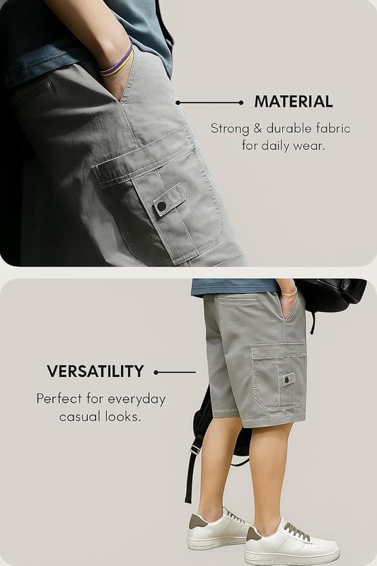 NoseQueen Men Fashion Cotton Shorts Pant for Men, Drawstring Waist Casual Half Pant for Man, Relaxed Fit - Image 5