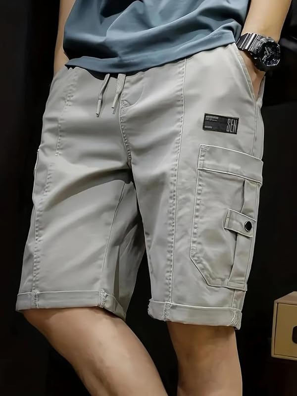 NoseQueen Men Fashion Cotton Shorts Pant for Men, Drawstring Waist Casual Half Pant for Man, Relaxed Fit - Image 4