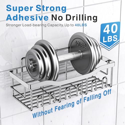 EUDELE 5-Pack Rustproof Stainless Steel Shower Caddy – No Drill Adhesive Bathroom Organizer with Large Capacity, Spacious Shower Shelves for Inside Shower, Kitchen & Home Decor Storage-XL Size - Image 4