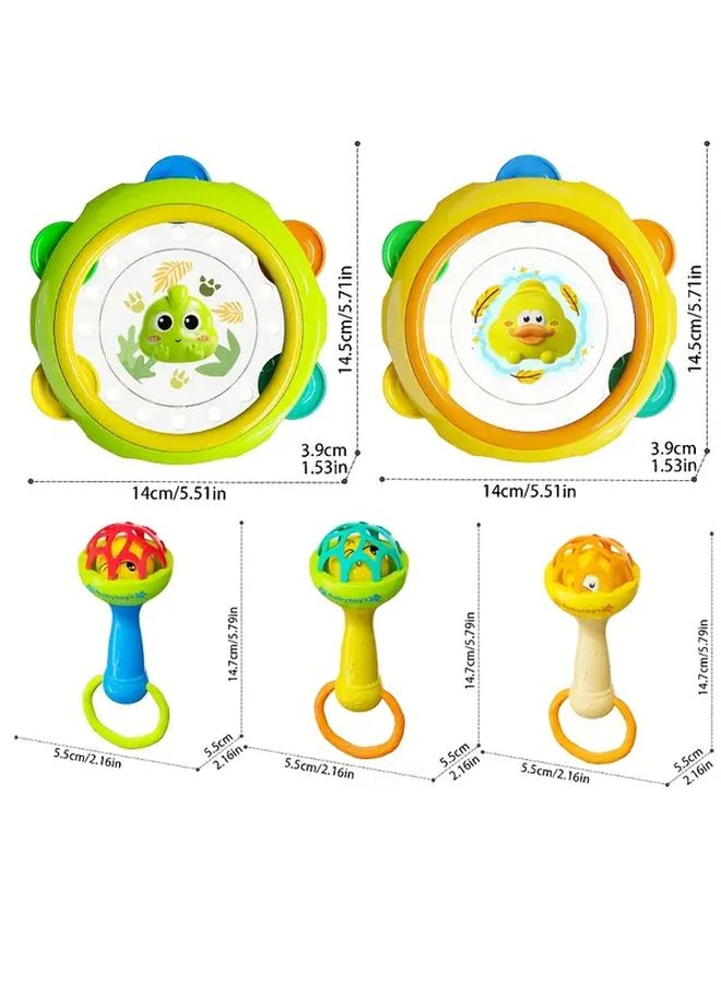 Blue Ringing Bell Interactive Baby Clapping Drum Sensory Toy For Motor Skills - Image 2