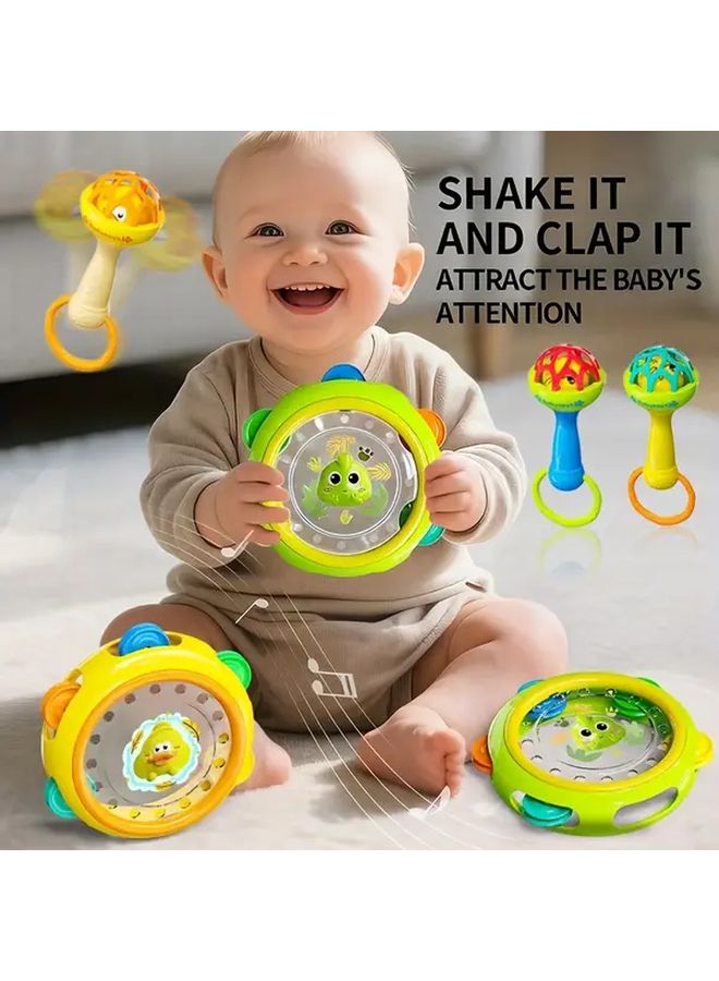 Blue Ringing Bell Interactive Baby Clapping Drum Sensory Toy For Motor Skills - Image 4