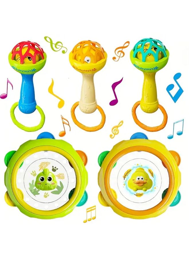Blue Ringing Bell Interactive Baby Clapping Drum Sensory Toy For Motor Skills - Image 1