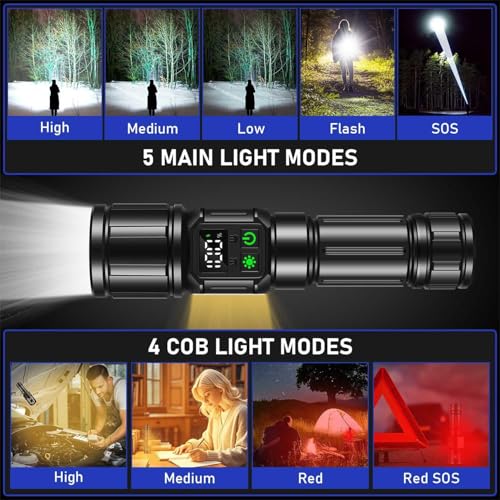 Svoko Torch Light High Power Rechargeable, IP67 Waterproof Led Charging Flashlight High Beam 2km Long Range with 9 Light Modes, Magnetic, Adjustable Portable Powerful Torchlight for Camping, Outdoor - Image 3