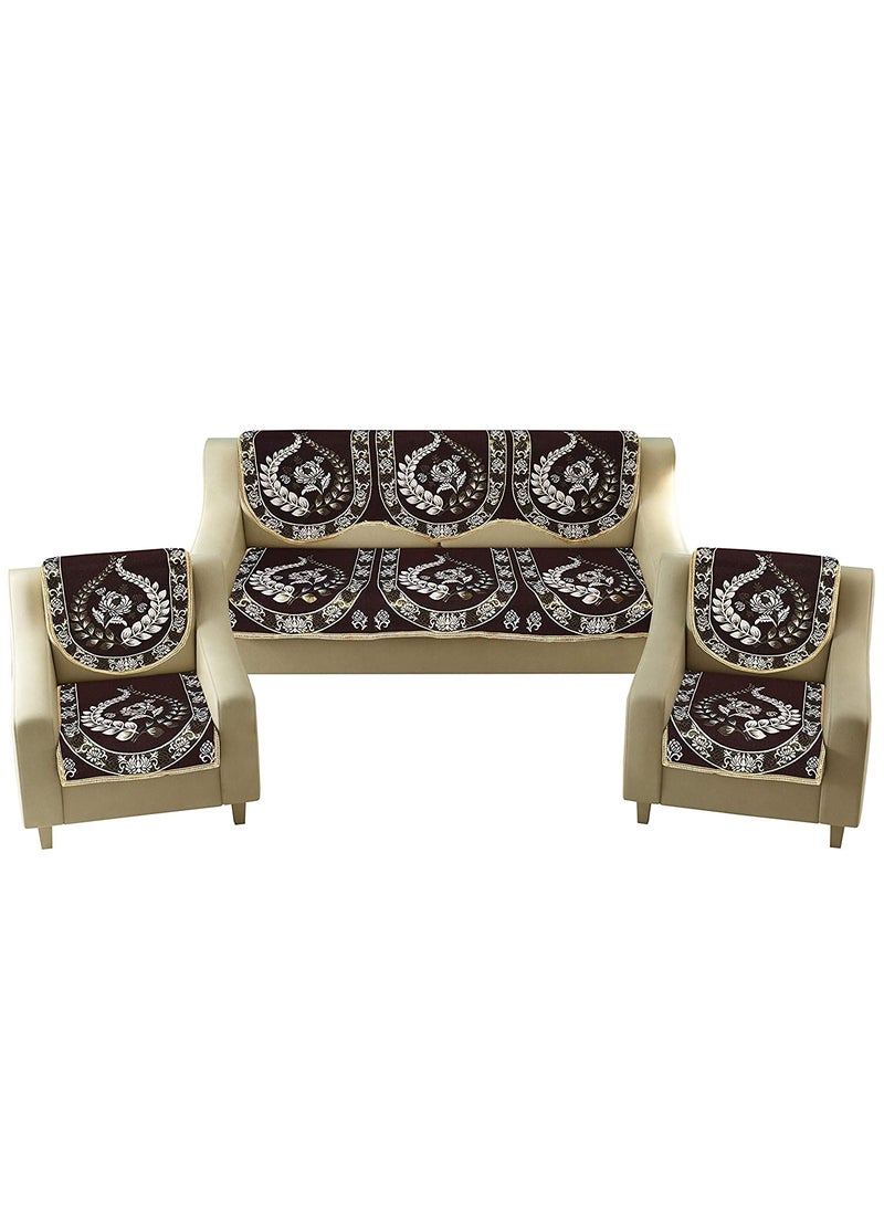 LINEN BASICS Linen Basics Sparrow World Cotton Heavy Fabric 500 TC Floral Design 5 Seater Sofa Cover Use Both Side Coffee 10 Pieces  - Image 3
