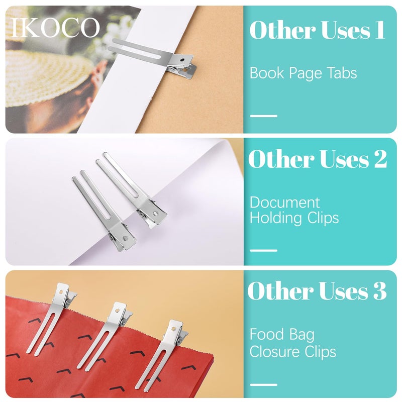 IKOCO 50Pcs Metal Hair Styling Clips, IKOCO No Crease Double Prong Hair Clips with 3 Parting Comb for Styling and Coloring - Image 5