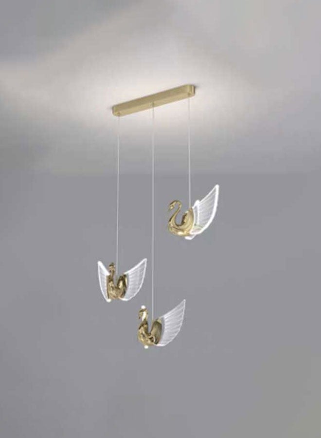 ٍSiera Light Single swan pendant light with gold frame and clear acrylic size  triple bar warm light 21 watt P643 