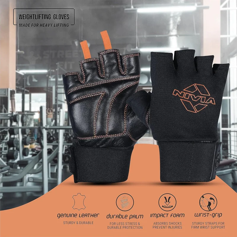 نيفيا Nivia Leather Weightlifting Gym Gloves