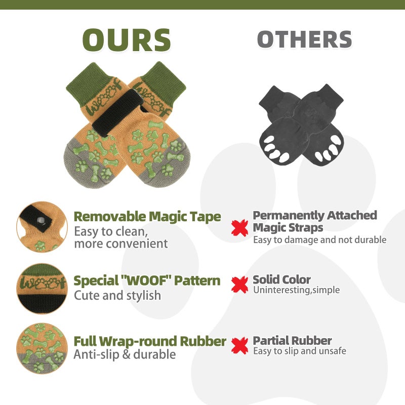 KOOLTAIL Dog Socks Shoes for Hot Pavement to Prevent Licking Paws, Winter Dog Boots&Paw Protector for Hardwood Floors Anti Slip,Traction Control Grip Booties for Small Medium Large Senior Dogs,Green M - Image 5