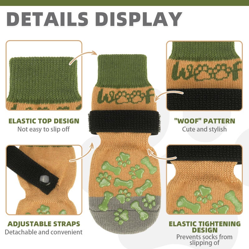 KOOLTAIL Dog Socks Shoes for Hot Pavement to Prevent Licking Paws, Winter Dog Boots&Paw Protector for Hardwood Floors Anti Slip,Traction Control Grip Booties for Small Medium Large Senior Dogs,Green M - Image 2