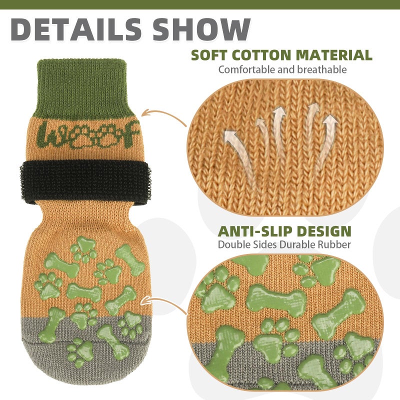 KOOLTAIL Dog Socks Shoes for Hot Pavement to Prevent Licking Paws, Winter Dog Boots&Paw Protector for Hardwood Floors Anti Slip,Traction Control Grip Booties for Small Medium Large Senior Dogs,Green M - Image 3