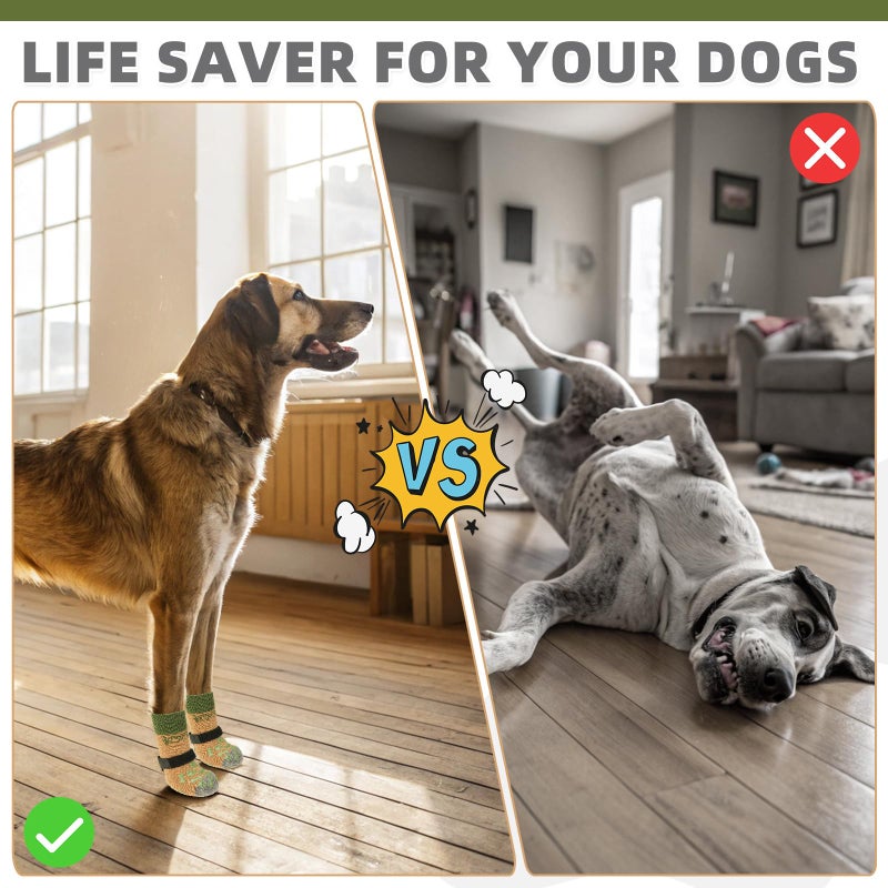 KOOLTAIL Dog Socks Shoes for Hot Pavement to Prevent Licking Paws, Winter Dog Boots&Paw Protector for Hardwood Floors Anti Slip,Traction Control Grip Booties for Small Medium Large Senior Dogs,Green M - Image 4