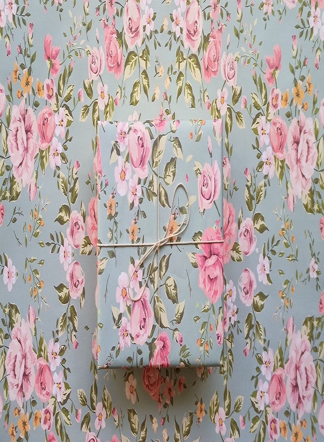 Aakar, Pack of 5, Gift Wrapping Paper Sheet, Gift Paper, Gift Wrap For Birthday (Sage Green Roses) - Image 3