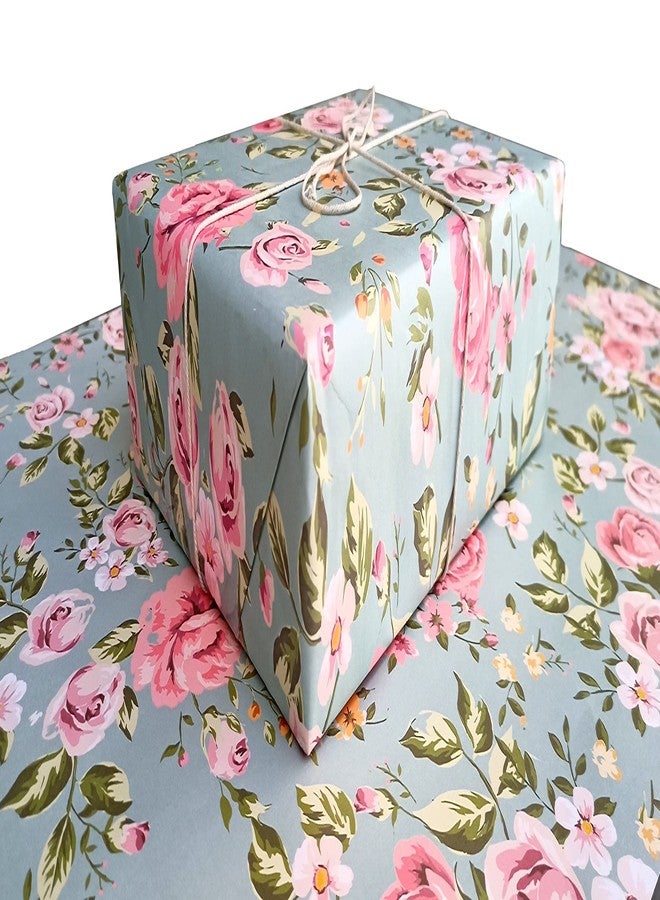 Aakar, Pack of 5, Gift Wrapping Paper Sheet, Gift Paper, Gift Wrap For Birthday (Sage Green Roses) - Image 2