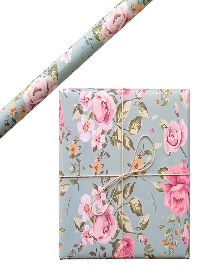 Aakar, Pack of 5, Gift Wrapping Paper Sheet, Gift Paper, Gift Wrap For Birthday (Sage Green Roses) - Image 1