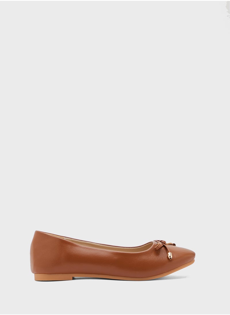 Ginger Classic Round Toe Bow Ballerina  - Image 1