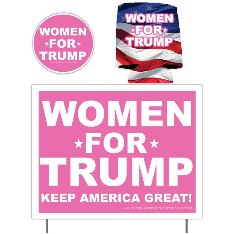 فيكتوري ستور - لافتة حديقة نساء من أجل ترامب 2024، مبرد علب ترامب 2024 باللون الوردي، وملصق ترامب 2024 باللون الوردي، اللافتة مطبوعة من الجانبين وتشمل أوتاد، 13454 - Image 1