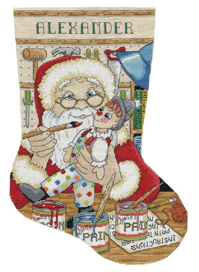 DesignWorks Ink Painting Santa Counted Cross Stitch Stocking Kit - Image 1
