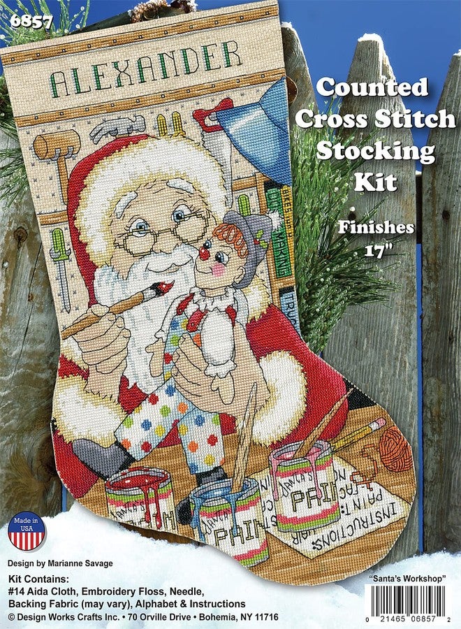 DesignWorks Ink Painting Santa Counted Cross Stitch Stocking Kit - Image 2