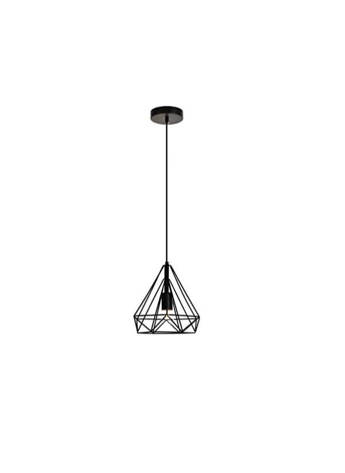 Generic Diamond Cluster Pendant Light- Pack Of 1 | Hanging Ceiling Light With Braided Cord | Decorative Chandelier | Jhumar Lighting (Black)(Metal) 
