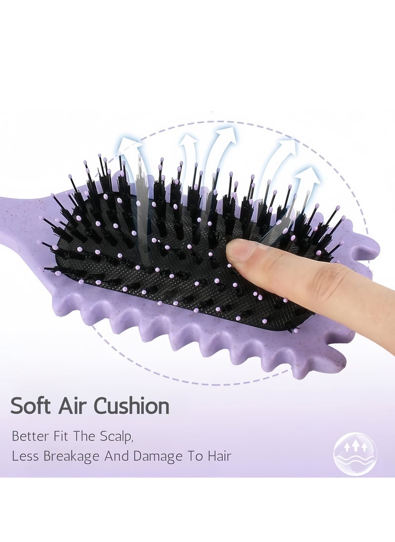 Curl Defining Brush, Curly Hair Brush Styling Brush for Detangling, Combing, Shaping and Defining Curls For Women and Men Less Pulling, Reduce Pulling and Curl Separation (Purple)