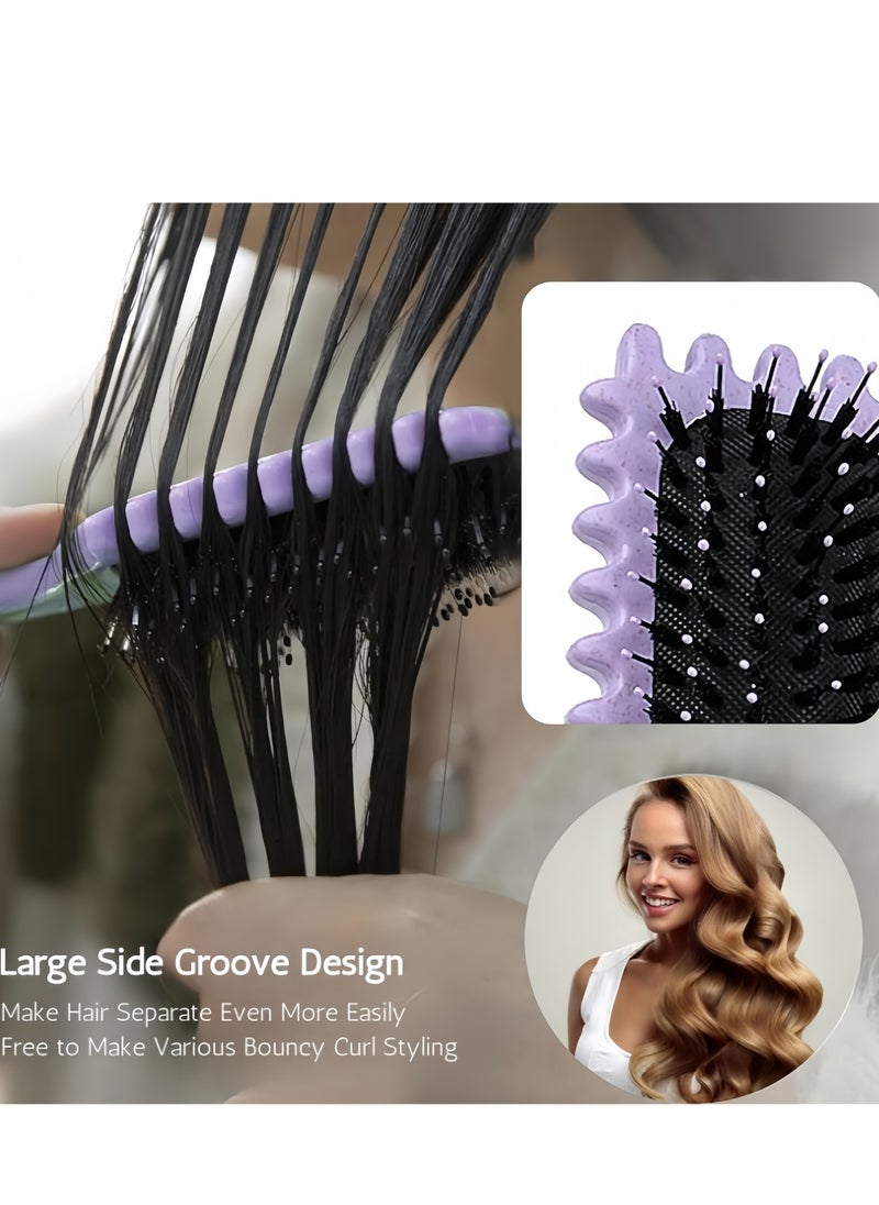 Curl Defining Brush, Curly Hair Brush Styling Brush for Detangling, Combing, Shaping and Defining Curls For Women and Men Less Pulling, Reduce Pulling and Curl Separation (Purple)