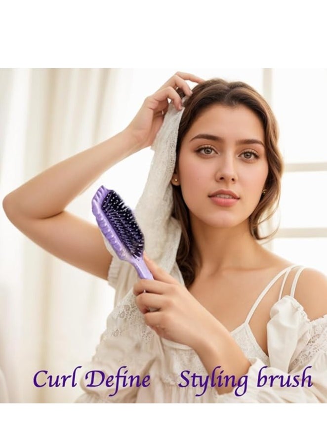Curl Defining Brush, Curly Hair Brush Styling Brush for Detangling, Combing, Shaping and Defining Curls For Women and Men Less Pulling, Reduce Pulling and Curl Separation (Purple)