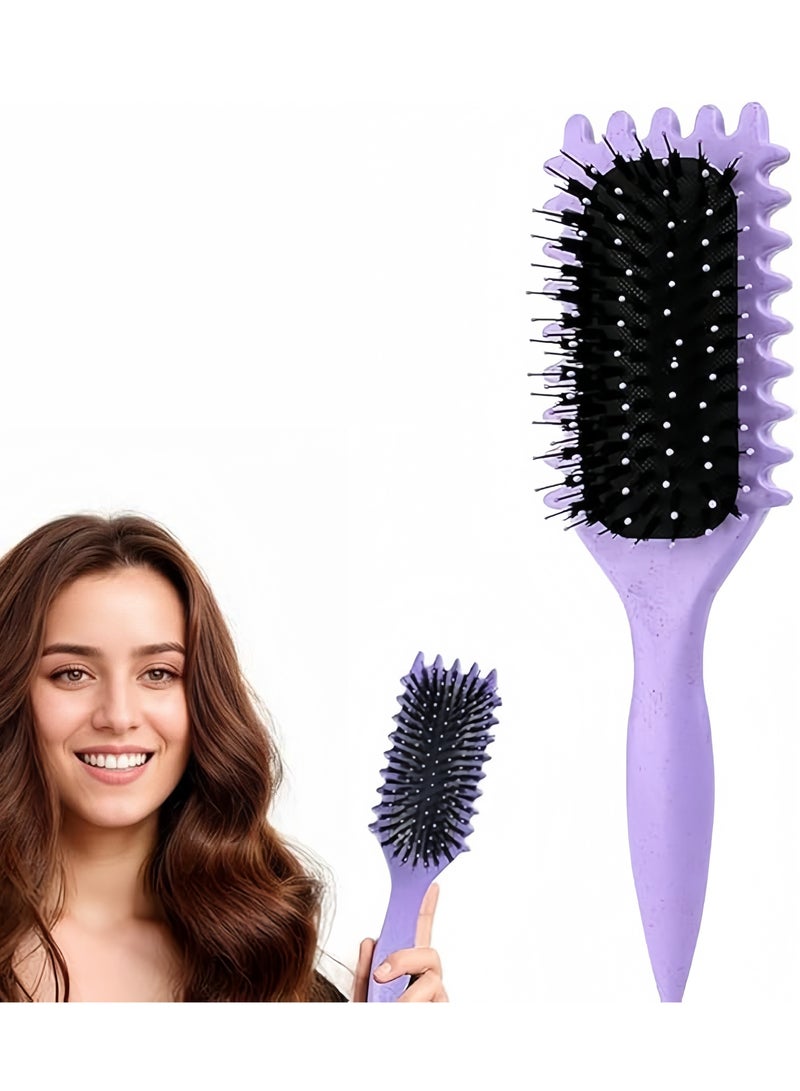 Curl Defining Brush, Curly Hair Brush Styling Brush for Detangling, Combing, Shaping and Defining Curls For Women and Men Less Pulling, Reduce Pulling and Curl Separation (Purple) - Image 1