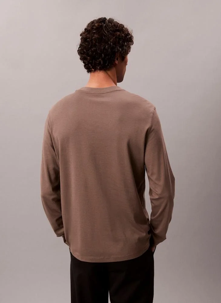 CALVIN KLEIN Long Sleeve Interlock Crew Neck T-Shirt