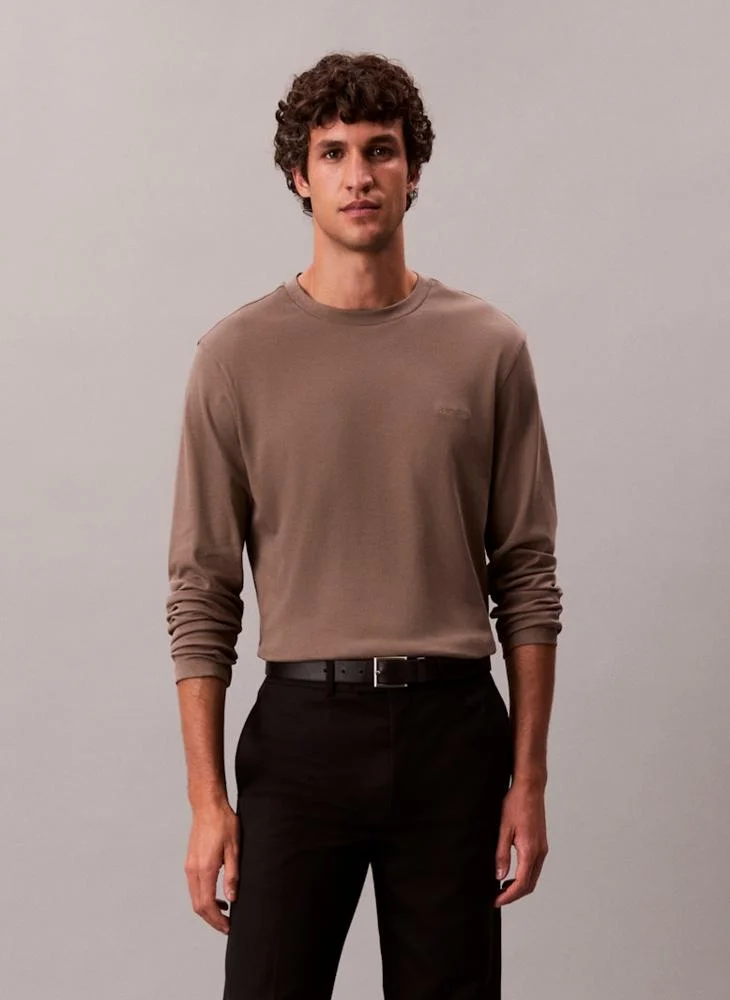CALVIN KLEIN Long Sleeve Interlock Crew Neck T-Shirt
