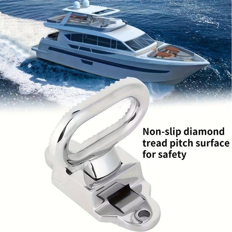 Heavy Duty 316 Stainless Steel Folding Step Non Slip Safety Grab Handle Black for Boat RV Truck Camper - Image 1