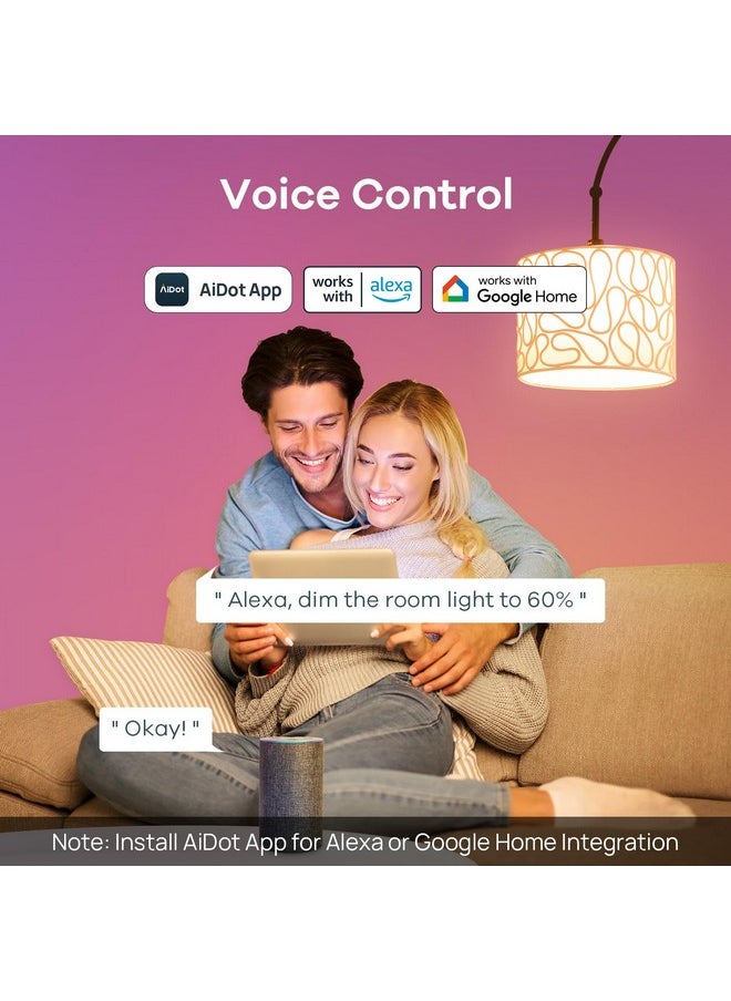 Linkind Linkind Color Changing Smart WiFi Light Bulbs, Work with Alexa & Google Home, A19 E26 Dimmable RGBTW Bulbs, No Hub Needed, 800 Lumen, 2.4Ghz WiFi, 6 Pack  - Image 2