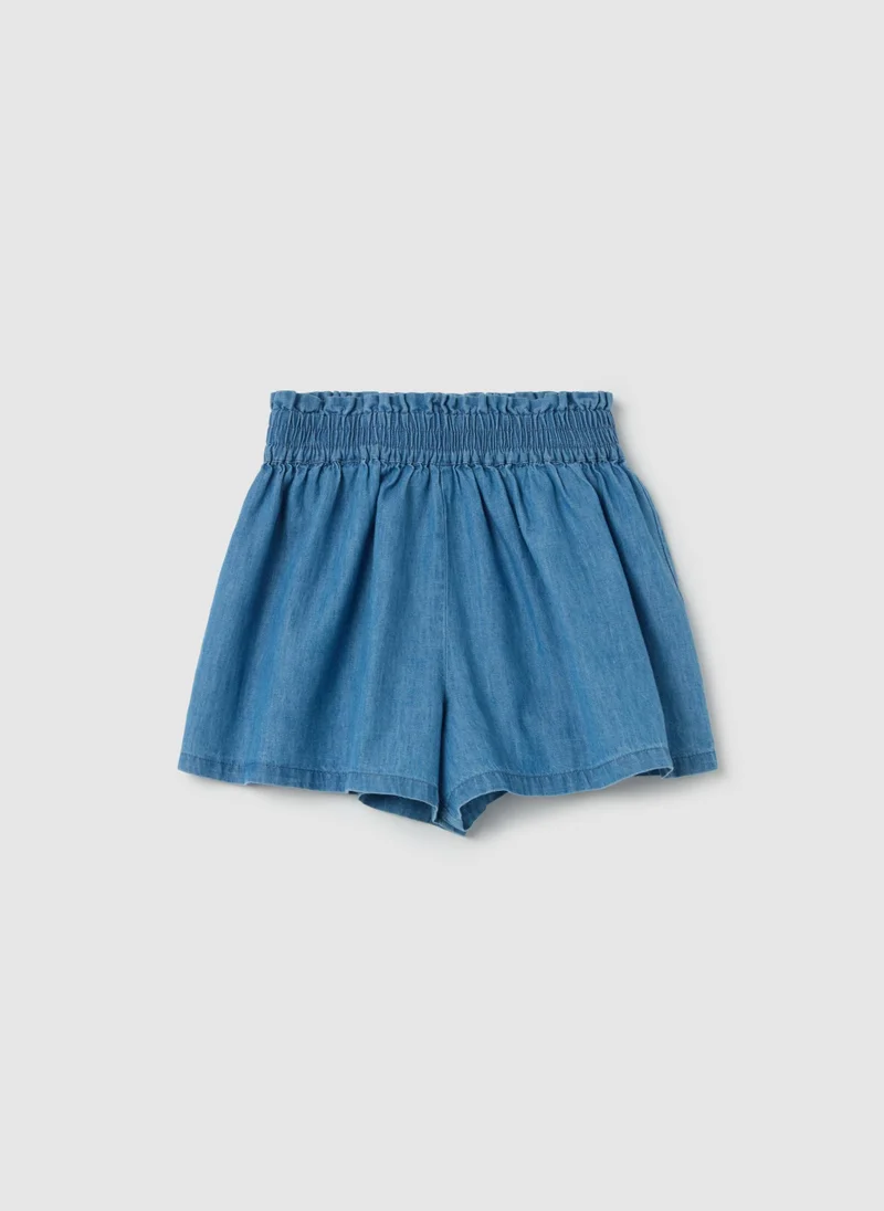 او في اس Denim Shorts With Elasticated Hem