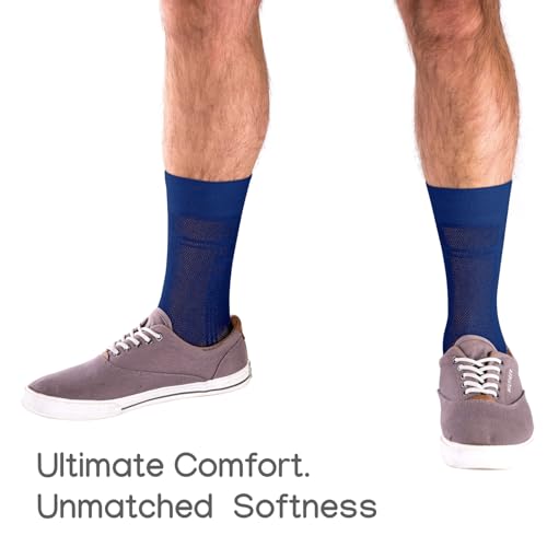 Duna Men’s Socks, Ultra Thin Breathable Cotton Mens Dress Socks (5 pack), Super Soft and Lightweight Sock for Men, Blue - Image 4