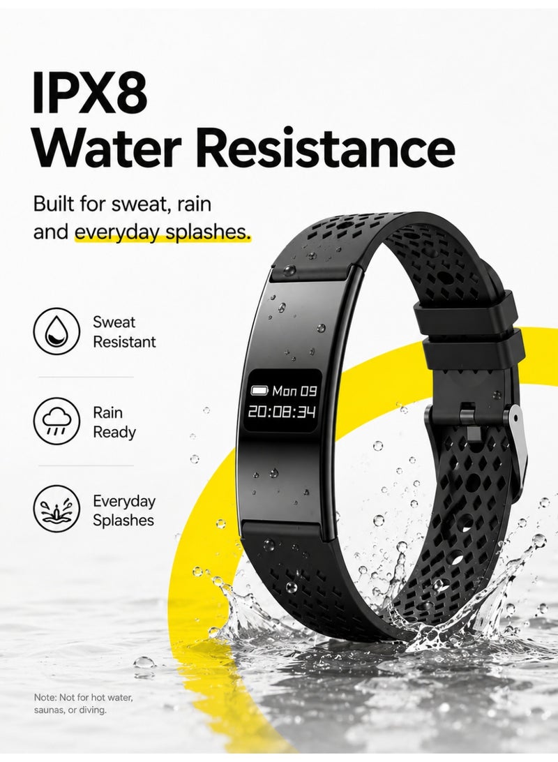 BASEMENT-1 Fashionable Metal Smart Bracelet, Ultra-Thin Curved Fitness Tracker with Time Display, Heart Rate, Blood Oxygen, HRV, Stress, Emotional Wellness and Sleep Monitoring, Multiple Sports Modes, IPX8 Water Resistance, Family Data Sharing and 3 Straps - Image 3