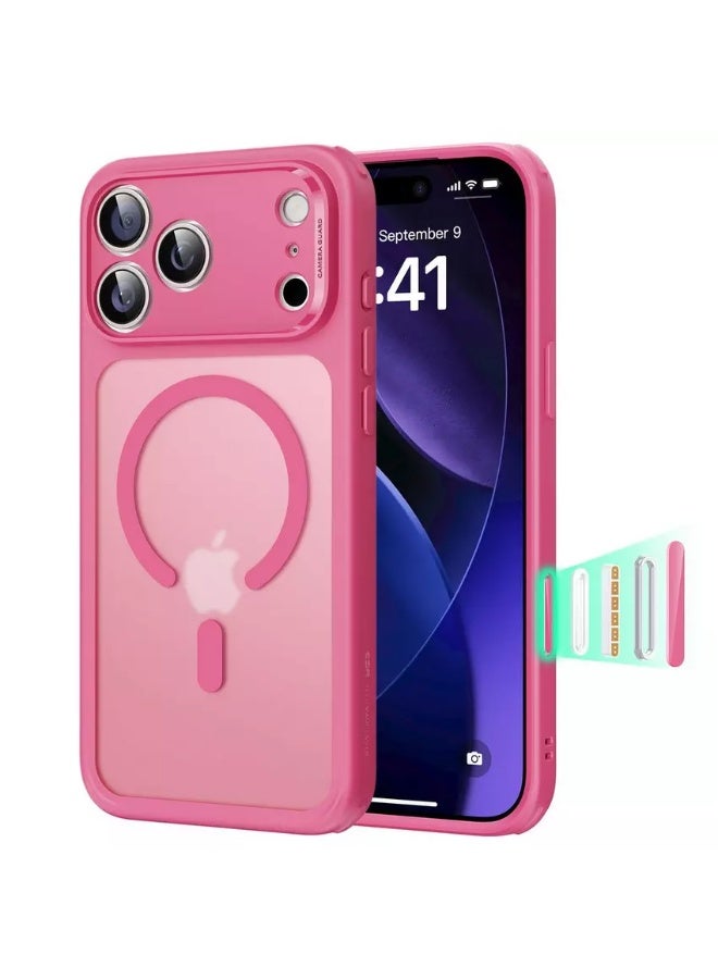 iPhone 17 Pro Max Case – Pink Color – Matte Magnetic Phone Cover with Camera Lens Protection 【MagSafe Compatible】, made of soft TPU material, shockproof protective shell. Case – Phone Cover – iPhone 17 Pro Max Pink Case – Soft Touch – iPhone 17 Pro Max Protective Cover – MagSafe iPhone Case – Camera Protection. - Image 2