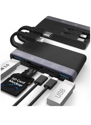 6in1 Multi-Ports Memory Card Reader, SD Card Reader for i-Phone i-Pad, Card Reader with SD/TF Card USB 3.0 Adapter, for Type-C Devices, Foldable Data Cable Supports SD/Micro SD/SDHC/SDXC/MMC - pzsku/Z2EEEB42FB5CE3DE66AB2Z/45/_/1721209056/0ffe2b25-cb6a-4d5d-8ab5-e20493a9f4ed
