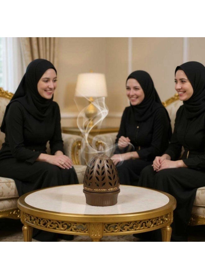 Bakhoor BoSidin Elegant Arabian Style Resin Incense Burner, Bakhoor Oud Holder with Metal Tray Censer for Yoga, Aromatherapy, Bedroom, Home & Office - Image 3