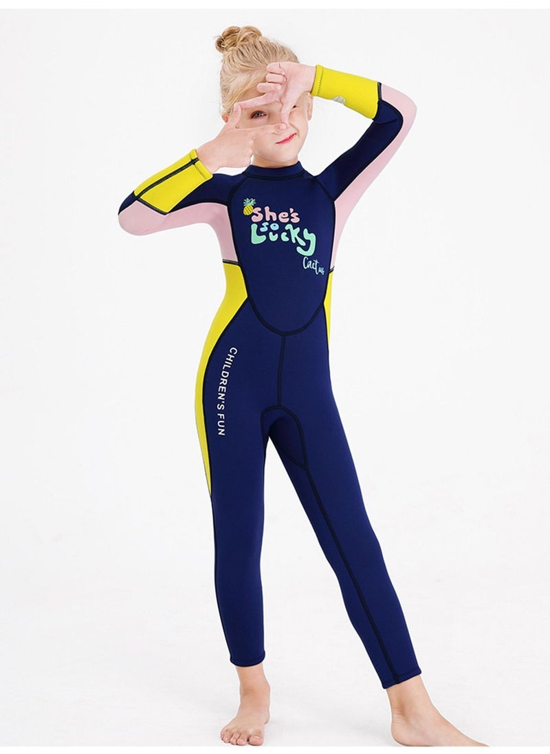 DIVE & SAIL Children's Wetsuit 2.5mm One-piece Thickened Warm Swimsuit Long-sleeved Cold Swimsuit Blue  - Image 1