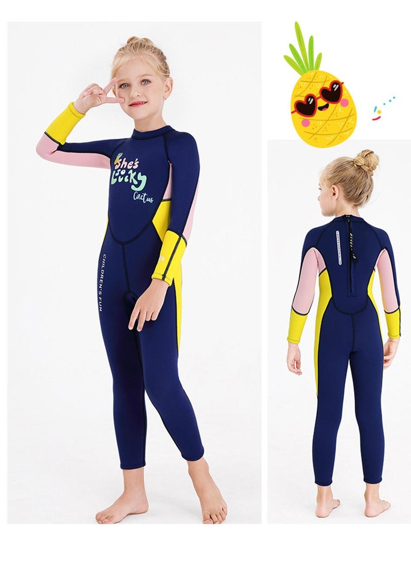 DIVE & SAIL Children's Wetsuit 2.5mm One-piece Thickened Warm Swimsuit Long-sleeved Cold Swimsuit Blue  - Image 2