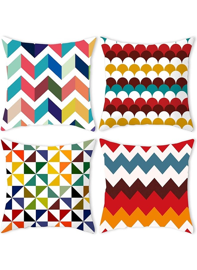 Generic Cushion cover 18*18 inch square pillowcase 45*45 cm 4 piece set colorful geometric retro linen home decoration cushion cover living room, bedroom sofa New Year pillowcase  - Image 1