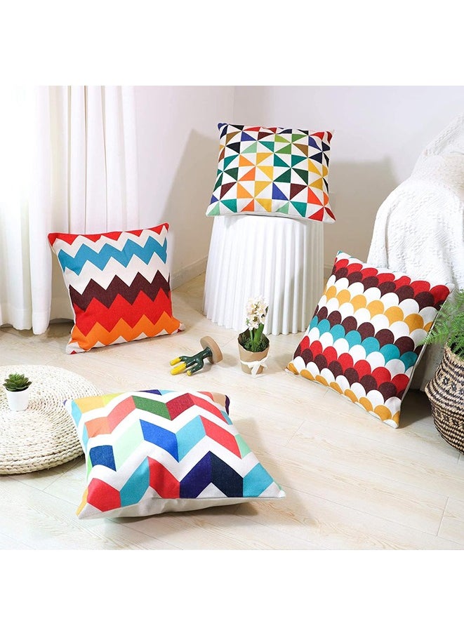 Generic Cushion cover 18*18 inch square pillowcase 45*45 cm 4 piece set colorful geometric retro linen home decoration cushion cover living room, bedroom sofa New Year pillowcase  - Image 2